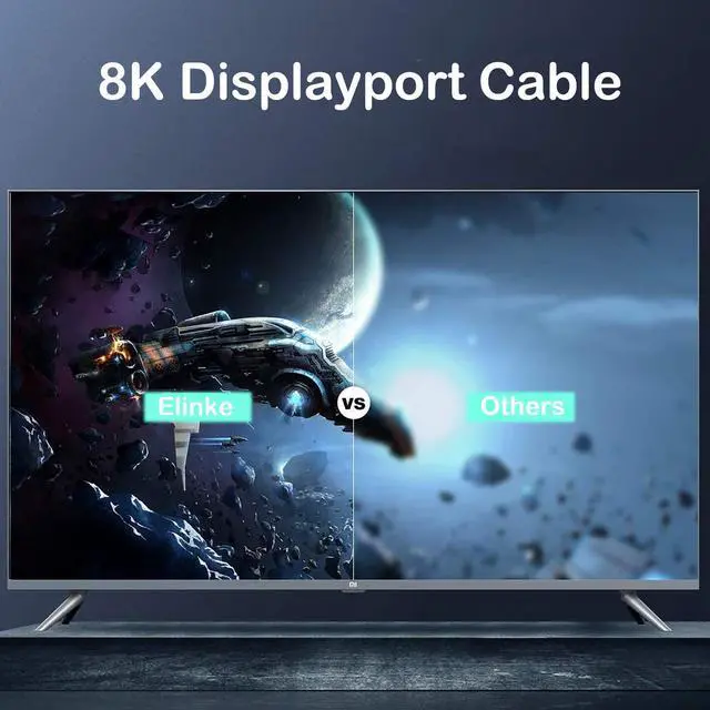 Alt view image 7 of 7 - DisplayPortCable,DP1.4Cable10ft/3M,Support8K@60Hz,4K@144Hz,2K@165Hz,HBR3,HDR,DSC,FreeSync&G-Sync,8KDPtoDPCable32.6GbpsNylonBraidedforPC,TV,GamingGraphicsCard/Monitor 8iop