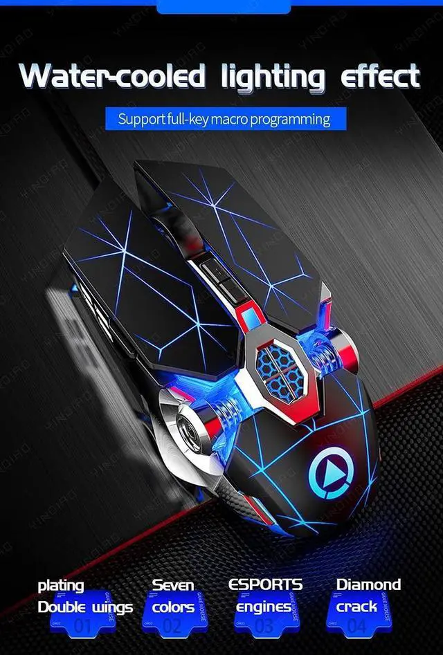 Alt view image 3 of 7 - Silent Gaming Mouse USB Wired [3200 DPI] [Breathing Light] Ergonomic Game USB Computer Mice RGB Gamer Desktop Laptop PC Gaming Mouse, 7 Buttons for Windows 7/8/10/XP Vista Linux (Black)