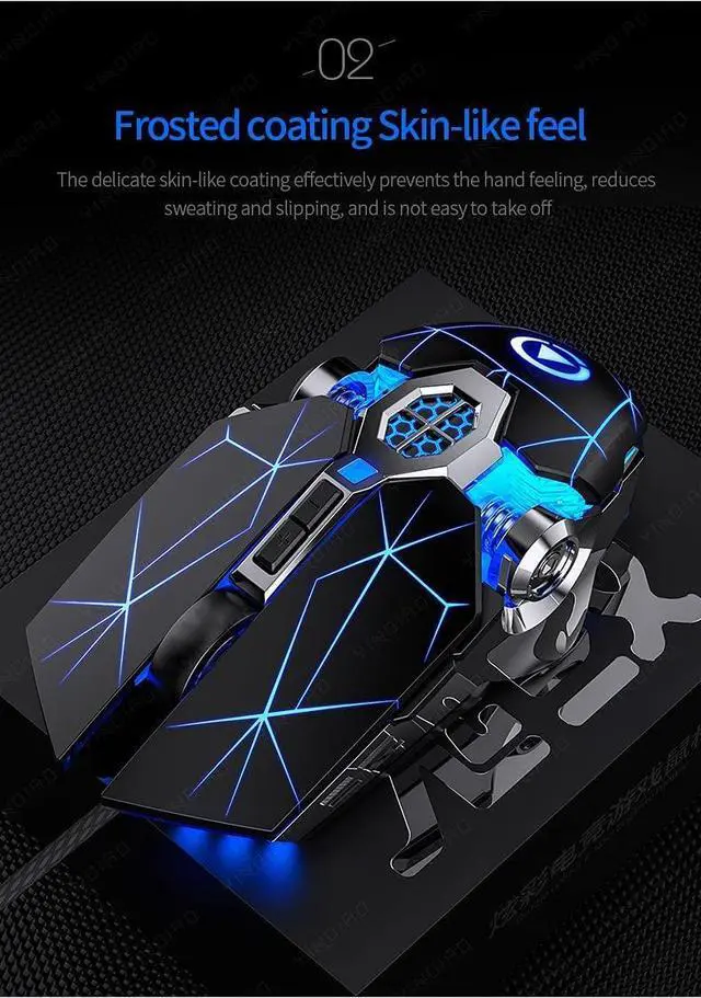 Alt view image 7 of 7 - Silent Gaming Mouse USB Wired [3200 DPI] [Breathing Light] Ergonomic Game USB Computer Mice RGB Gamer Desktop Laptop PC Gaming Mouse, 7 Buttons for Windows 7/8/10/XP Vista Linux (Black)