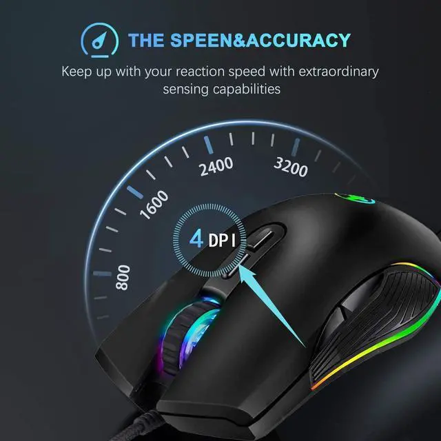 Alt view image 2 of 6 - Wired Gaming Mouse Type C, USB C Cable Game Mice RGB gaming mouse Ergonomic mouse Compatible with Mac, Matebook, Chromebook, HP OMEN, Windows PC and other USB type C devices Office Home