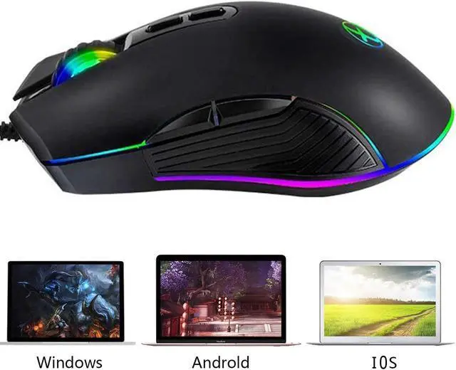 Alt view image 4 of 6 - Wired Gaming Mouse Type C, USB C Cable Game Mice RGB gaming mouse Ergonomic mouse Compatible with Mac, Matebook, Chromebook, HP OMEN, Windows PC and other USB type C devices Office Home