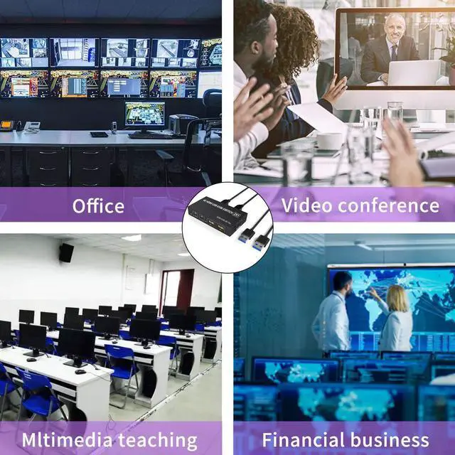 Alt view image 7 of 7 - 2PortHDMIKVMSwitch,2in1USBHDMISwitchSharingKeyboardMousePrinterMonitor,CameraSupport4K@30HzforPC,Laptop,Xbox,HDTV,with2xUSBCable,1xSwitchController,1x5VDCPowerCable 8iop