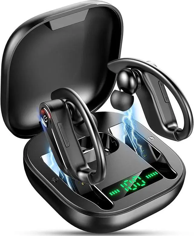 Main image of Ture Wireless Earbud, Bluetooth 5.1 Headphones Sport Bluetooth Earbud in Ear 50H Deep Bass Noise Cancelling Wireless Earphones with Mic,IP7 Waterproof Earhooks Headset with LCD Display for Running Gym