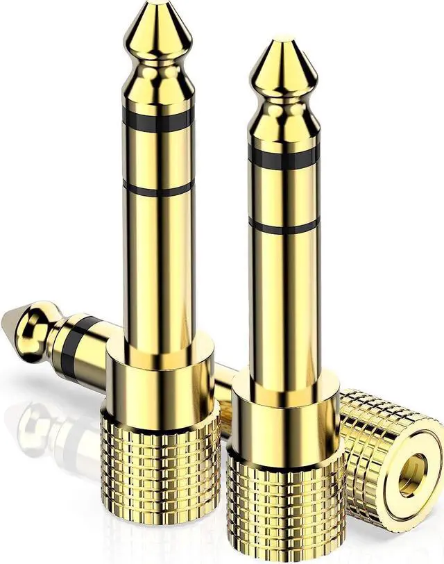 Main image of 6.35mm (1/4 inch) Male to 3.5mm (1/8 inch) Female Stereo Audio Adapter Converter for Guitar Headphones Amp , Gold Plated 3-Pack