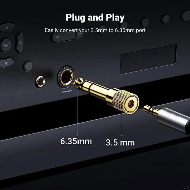 Alt view image 4 of 7 - 6.35mm (1/4 inch) Male to 3.5mm (1/8 inch) Female Stereo Audio Adapter Converter for Guitar Headphones Amp , Gold Plated 3-Pack