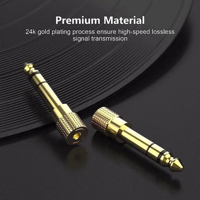 Alt view image 7 of 7 - 6.35mm (1/4 inch) Male to 3.5mm (1/8 inch) Female Stereo Audio Adapter Converter for Guitar Headphones Amp , Gold Plated 3-Pack