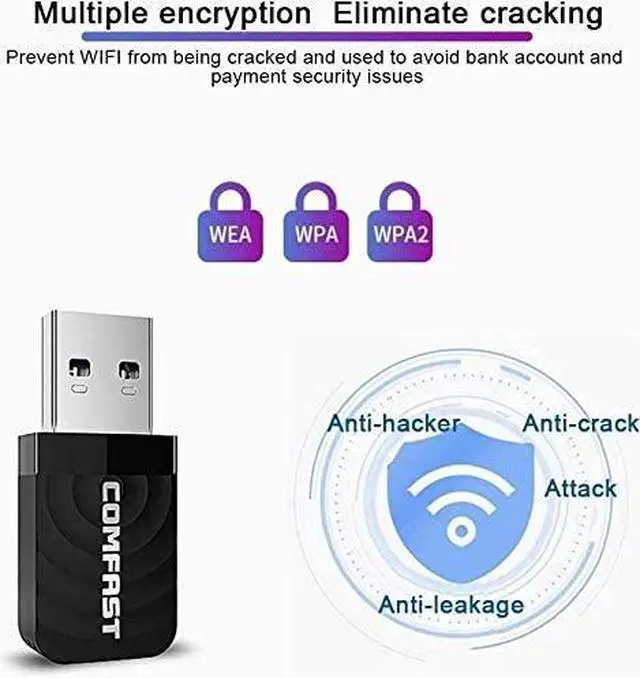 Alt view image 7 of 7 - USB Wi-Fi Dongle,1300Mbps USB WiFi Adapter for Desktop PC Laptop, WiFi Dongle Dual Band 2.4GHz/5.8GHz Wireless WiFi USB for PC Desktop Laptop, Support Windows XP/7/8/8.1/10 Mac 10.9-10.14