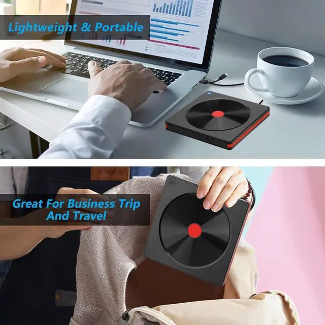 Alt view image 7 of 7 - External CD Drive for Laptop, USB 3.0 Type C CD/DVD +/-RW Slim Optical Drive, DVD/CD ROM Reader writer Burner Dvd player, Portable External CD/DVD Drive for Laptop Desktop PC Windows Linux Mac OS