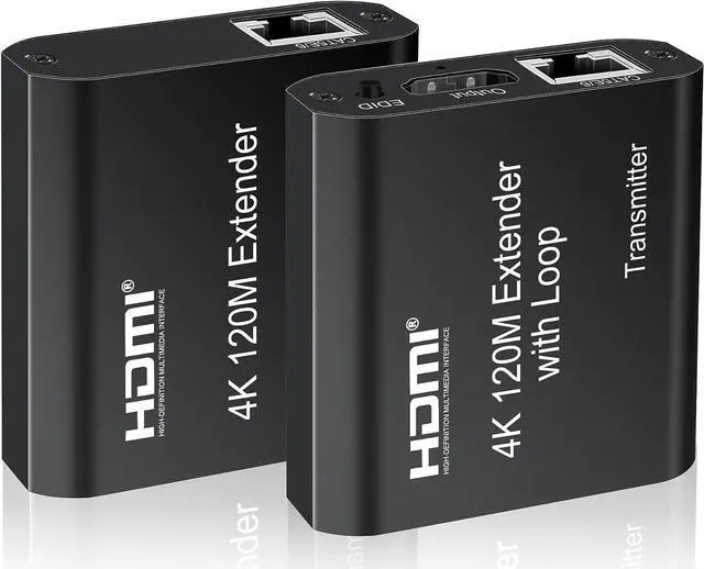 Main image of 4K HDMI Extender 394FT/120M Over Cat 5e/6/7, 4K@30Hz HDMI Ethernet Cable Transmitter and Receiver Extender Adapter, Supports 4K 3D HDCP EDID 8iop