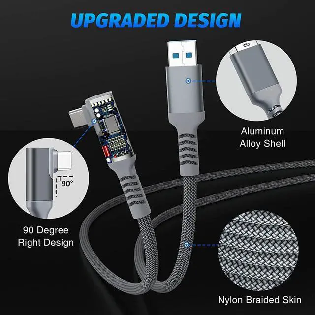 Alt view image 3 of 7 - 16Ft / 5M VR Link Cable Compatible with Meta/Oculus Quest 2 Accessories and PC/Steam VR, High Speed PC Data Transfer/Fast Charge Cord, USB 3.0 Type A to USB Type C Cable for VR Headsets and Gaming PC