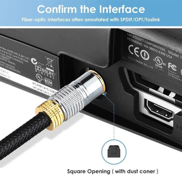 Alt view image 7 of 7 - Optical Audio Cable, 6ft. / 1.8M Fiber Optic Audio Cable with Durable 24K Gold-Plated, Nylon Braided Male to Male Optical Digital Cable for HI-FI Sound Bar, Home Theater, TV, PS4, Xbox, Playstation