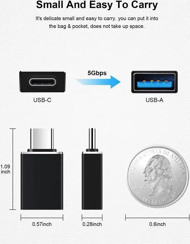 Alt view image 2 of 7 - 5Pack USB C to USB Adapters, Type C to USB 3.0 USBC Adapter Side by Side Male to USB 3.0 Female Typec Adaptor for MacBook Pro/Air 2021, iMac iPad Mini 6, Thunderbolt 3/4 Type C OTG Adaptador Converter