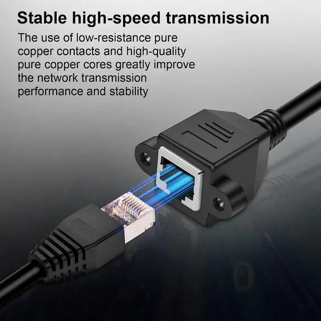 Alt view image 6 of 7 - Cat 6 Ethernet Cable Extension Cord, RJ45 Network Patch Cable -1.5 Feet (0.5 Meters) Male to Female Connector Support Cat6 / Cat5e / Cat5 Standards (Black, 2Pack)