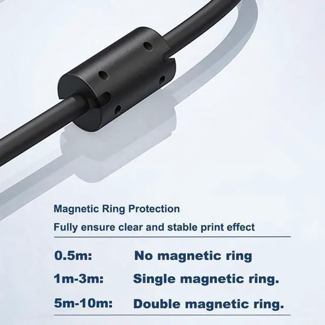 Alt view image 5 of 7 - [2-PACK, 10ft ] USB Printer Cable, USB 2.0 Printer Cable Cord Type A-Male to B-Male Cable for Printer/Scanner Canon Dell Epson HP ZJiang Label Printer Cord