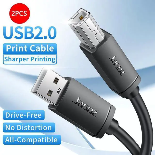 Main image of [2-PACK, 10ft ] USB Printer Cable, USB 2.0 Printer Cable Cord Type A-Male to B-Male Cable for Printer/Scanner Canon Dell Epson HP ZJiang Label Printer Cord