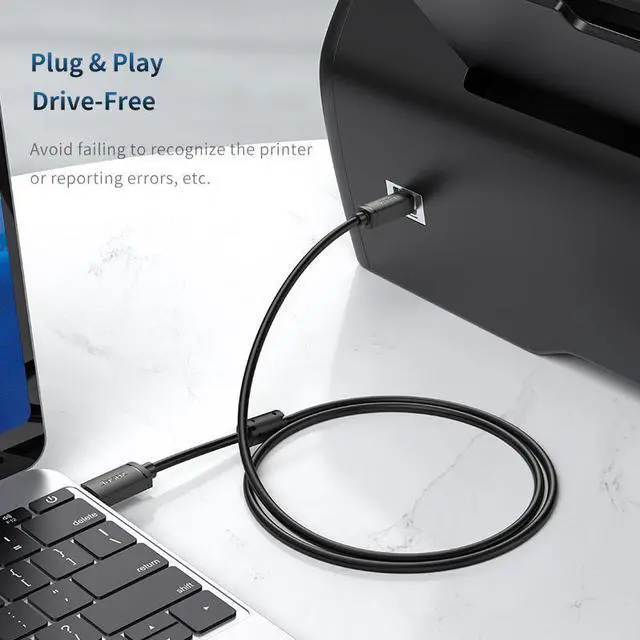 Alt view image 3 of 7 - [2-PACK, 10ft ] USB Printer Cable, USB 2.0 Printer Cable Cord Type A-Male to B-Male Cable for Printer/Scanner Canon Dell Epson HP ZJiang Label Printer Cord