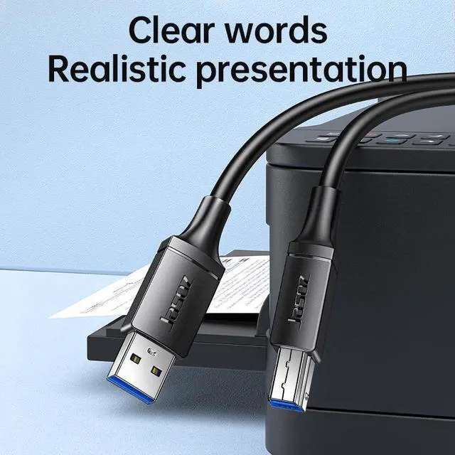 Alt view image 5 of 7 - USB Printer Cable 2-PACK, USB-A Male to USB-B 3.0 Male USB 3.0 Type B Upstream Cord Label Scanner Printer Cable for Docking Station, External Hard Drivers, Scanner, Printer and More - 10FT