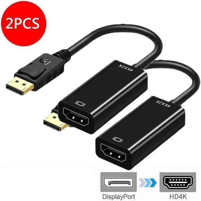 Main image of DisplayPort (DP) to HDMI Adapter[2-Pack], Gold-Plated Uni-Directional Display Port PC to HDMI Screen Converter (Male to Female) Compatible with HP, Dell, Lenovo, NVIDIA, AMD & More, Passive