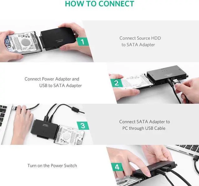 Alt view image 3 of 7 - USB 3.0 to IDE and SATA Converter External Hard Drive Adapter Kit for Universal 2.5/3.5 HDD/SSD Hard Drive Disk, One Touch Backup Function, Included 12V/2A Power Adapter