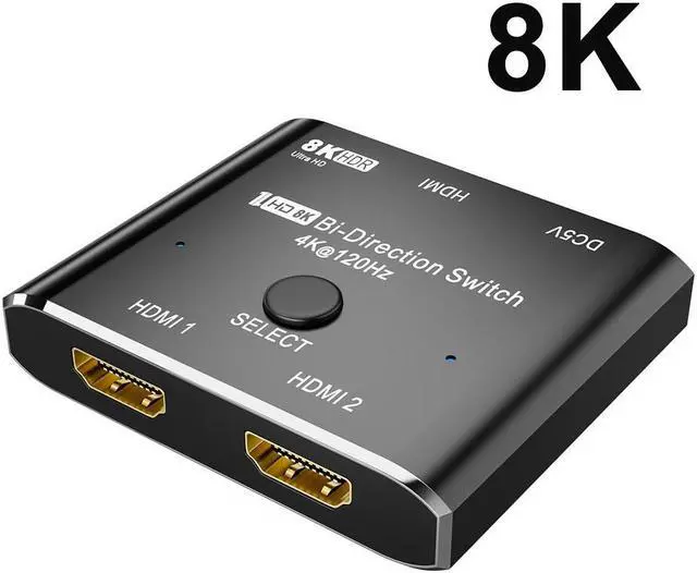 Alt view image 2 of 7 - HDMI 2.1 Switch 8K Bi-Directional HDMI Switcher 2 in 1 Out HDMI Splitter 1 in 2 Out Supports 4K@120Hz 8K@60Hz 48Gbps,HDCP 2.3,ARC,VRR for Xbox X PS5, Blu-Ray, 8K UHD TV, Monitor and Projector