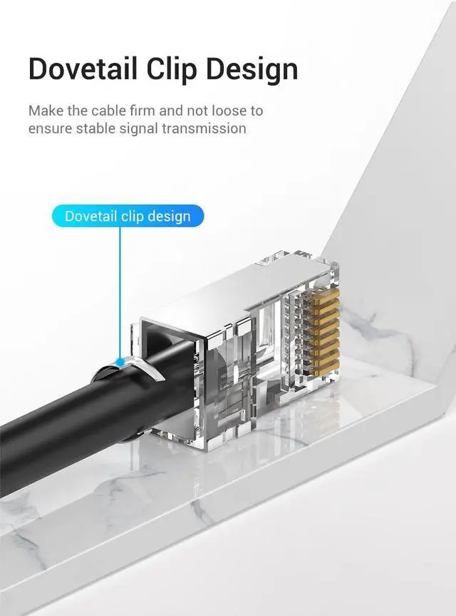 Alt view image 3 of 7 - 50-Pack CAT7 RJ45 Connector Metal Shielded Gold Plated 8P8C Ethernet Connector Modular Network Plug Connector