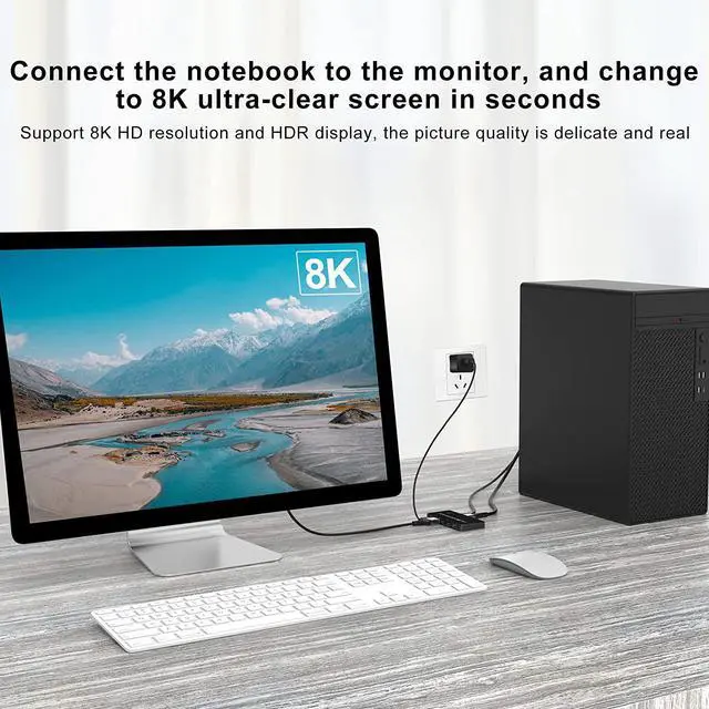 Alt view image 5 of 7 - 2 Port 8K HDMI KVM Switch 2 in 1 Out 8K@60Hz 4K@120Hz 2 PC to 1 Monitor with 4 USB 3.0 Ports for Sharing Keyboard, Mouse, U Disk