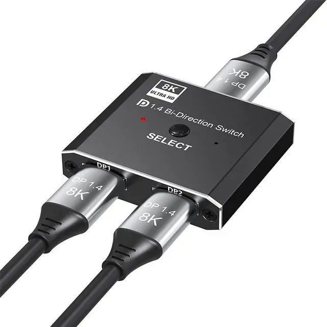 Main image of Displayport Switch,ADKING 8K DP 1.4 Swticher Bi-Directional Displayport Splitter Adapter 1 Input 2 Output Support 8K@30Hz 3D for Monitor Projector TV Laptop