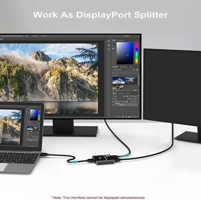 Alt view image 6 of 7 - Displayport Switch,ADKING 8K DP 1.4 Swticher Bi-Directional Displayport Splitter Adapter 1 Input 2 Output Support 8K@30Hz 3D for Monitor Projector TV Laptop
