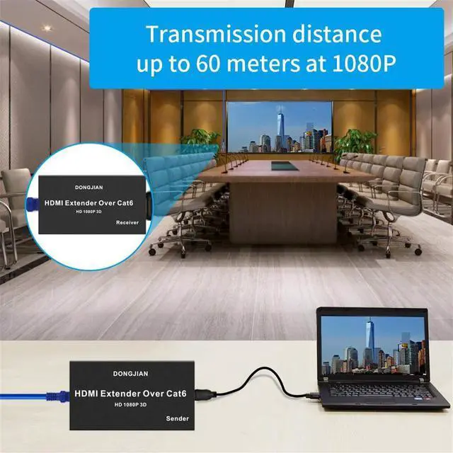 Alt view image 2 of 6 - HDMI Extender,HDMI Over Single Cat5E/6/7 HDMI Repeater HDMI Balun Sender Transmitter Receiver Support 1080p 3D HDMI 1.4a HDCP EDID