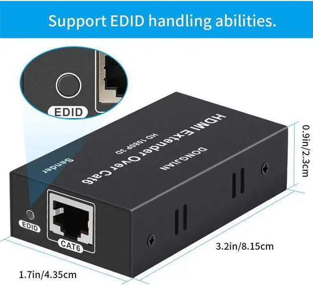 Alt view image 5 of 6 - HDMI Extender,HDMI Over Single Cat5E/6/7 HDMI Repeater HDMI Balun Sender Transmitter Receiver Support 1080p 3D HDMI 1.4a HDCP EDID