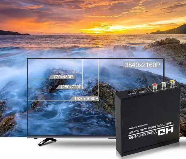 Alt view image 6 of 7 - HDMI to RCA and HDMI Adapter Converter, HDMI to HDMI+3RCA CVBS AV Composite Video Audio Adapter/Splitter, with Power Adapter Support 1080P, PAL, NTSC, for HD TV, Older TV,Camera, Monitor etc