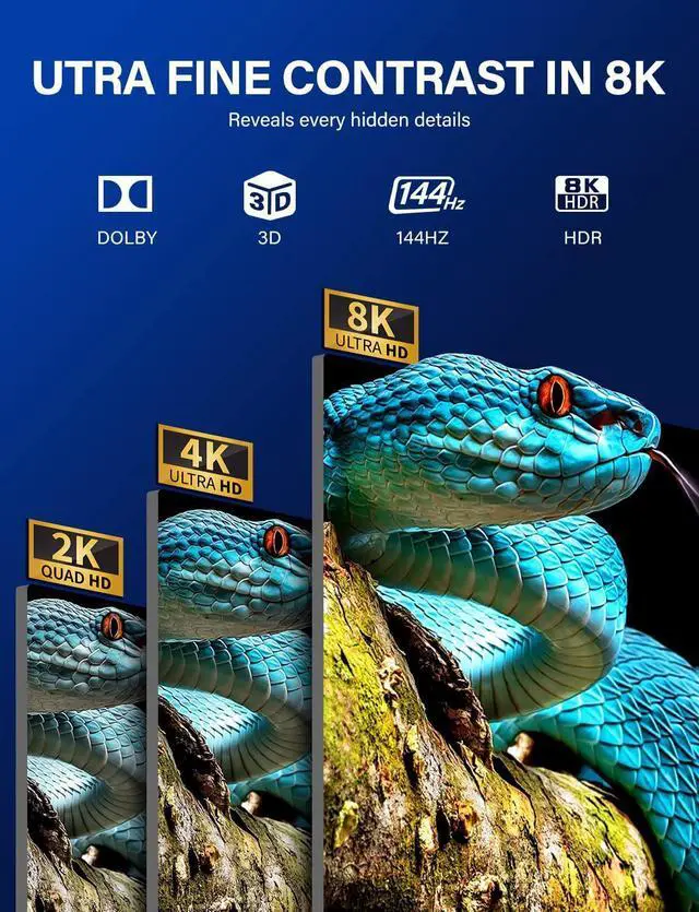 Alt view image 7 of 7 - HDMI 2 in 1 Out Switch 8K 60Hz Ultra HD, High Speed 48Gbps, Supports 8K@60Hz 4K@120Hz, Compatible for PS5/PS4 Projectors Monitor Blu-Ray Player Xbox etc