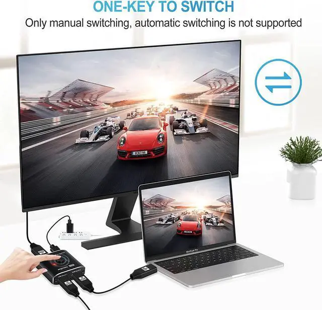 Alt view image 4 of 7 - 8K@60Hz HDMI 2.1 Switch, 4K@120Hz HDMI Switch 2 in 1 Out, 2 Ports HDMI Switcher Selector, Support 1080P@240Hz, 48Gbps High Speed for PS5, Xbox, Fire Stick, Roku, UHD Monitor Projector