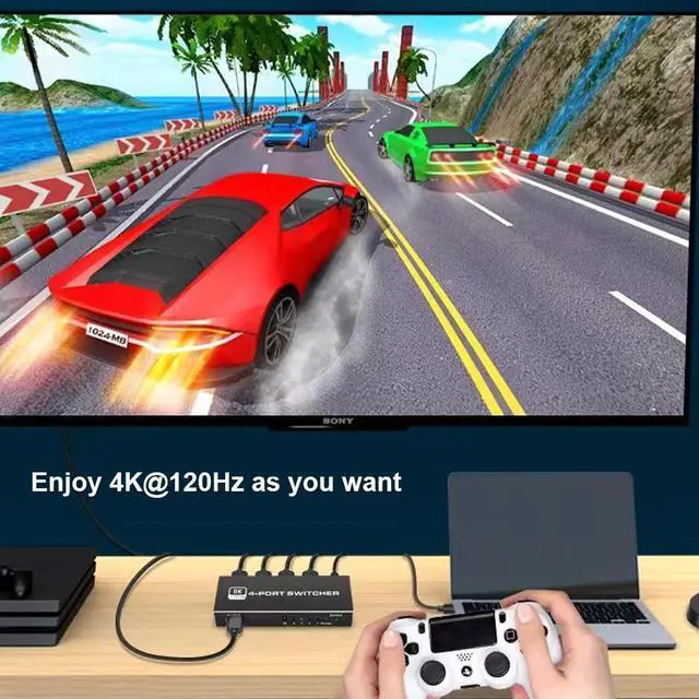 Alt view image 6 of 7 - 8K HDMI 2.1 Switch , HDMI Switch 4 in 1 Out with IR Remote Control, 4K @60hz HDMI Switcher Box 8K@60Hz/4K@120Hz, 48Gbps, Support for Nintendo Switch PS4/PS5, Xbox 360/One Fire tv Stick