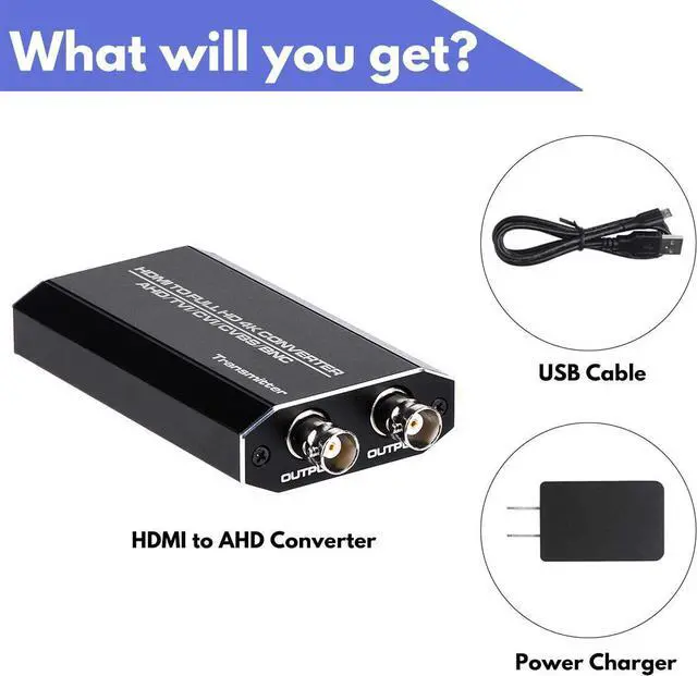 Alt view image 7 of 7 - HDMI to AHD Converter, HDMI to AHD Adapter with AHD Loopout 500M Repeater for HD CCTV Outdoor Home Security Surveillance IP Camera System AHD DVR NVR Video Recorder