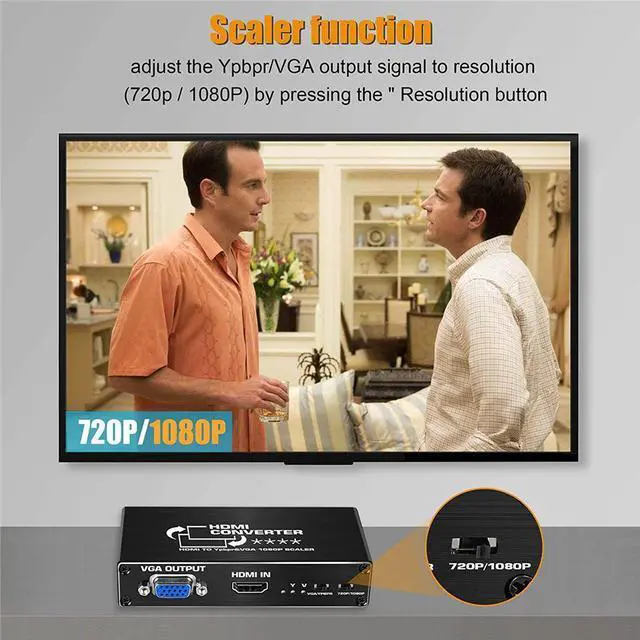 Alt view image 5 of 7 - HDMI to Component Converter HDMI to YPbPr/VGA Adapter Converter 1080P HDMI to RGB Converter with Toslink SPDIF Audio Output for PC, Xbox, PS3, Roku, DVD Players