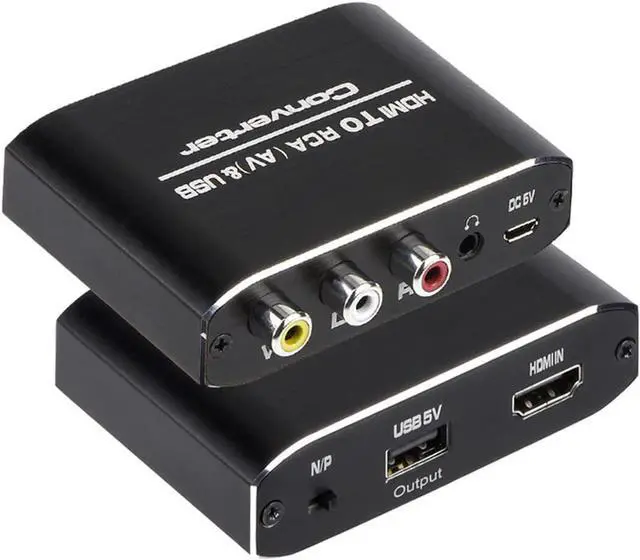 Alt view image 2 of 7 - HDMI to RCA Converter, 1080P HDMI to AV 3RCA CVBs Composite Video 3.5mm Aux Audio Adapter Supports PAL/NTSC for TV Stick, PS3, PC, Laptop, Xbox, HDTV, DVD (Black,Aluminum Alloy Material)