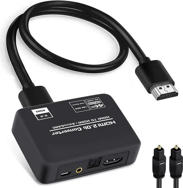 Main image of 4K@60Hz HDMI 2.0b Audio Extractor Splitter Converter, HDMI to HDMI + Optical Toslink SPDIF + 3.5mm Stereo Analog Audio, HDMI Audio Embedder Inserter for PS5,Xbox, Optical Fiber Included