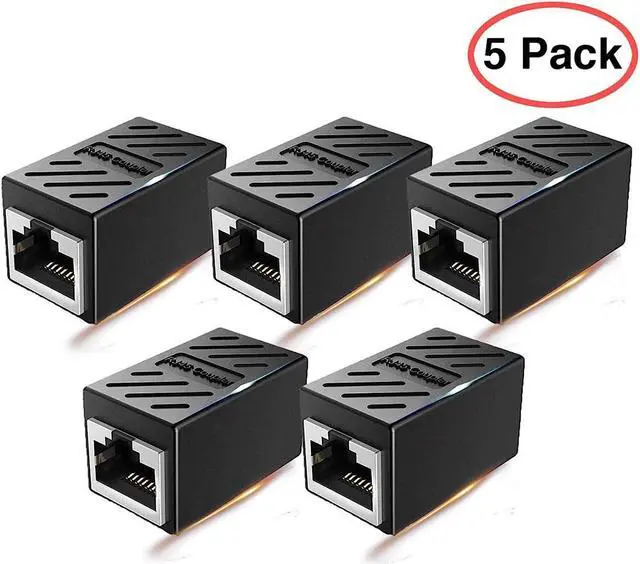 Main image of (5Pack, Black) RJ45 Coupler Female to Female Ethernet Coupler in-Line Coupler for Cat7 Cat6 Cat5 Cat5e Ethernet Cable Extender Adapter