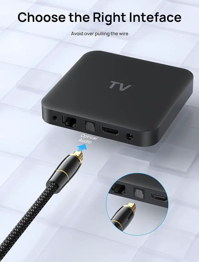 Alt view image 4 of 7 - Digital Optical Audio Toslink Cable 6.6FT/2M, [24K Gold-Plated, Ultra-Durable] Fiber Optic Cable Male to Male Toslink Cord Compatible with Sound Bar, TV, PS-4, X-box, Home Theater