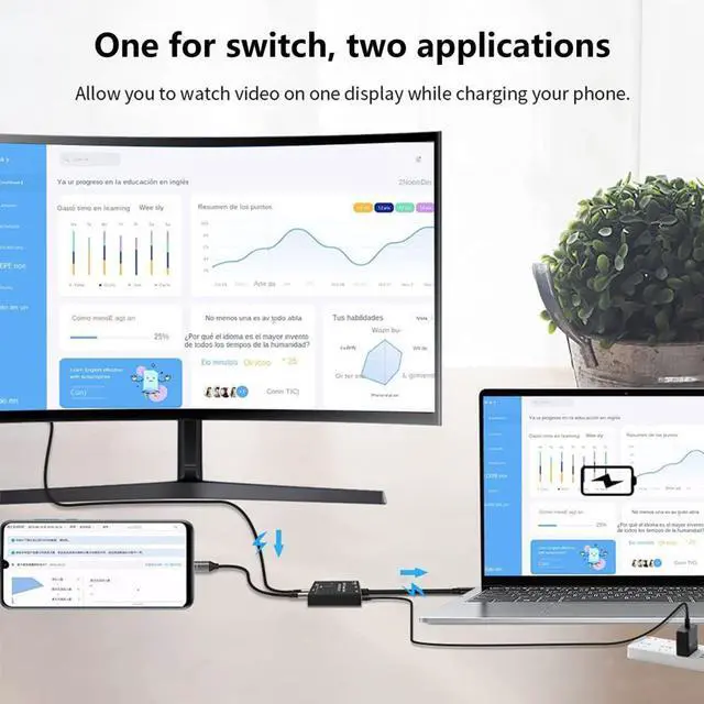 Alt view image 5 of 7 - USB-C USB3.1 Type-C 8K Switch Bi-Direction 8K@30Hz 4K@120Hz Power Delivery 100w 10Gbps Data Transfer Multi-Function Splitter Converter (8K)