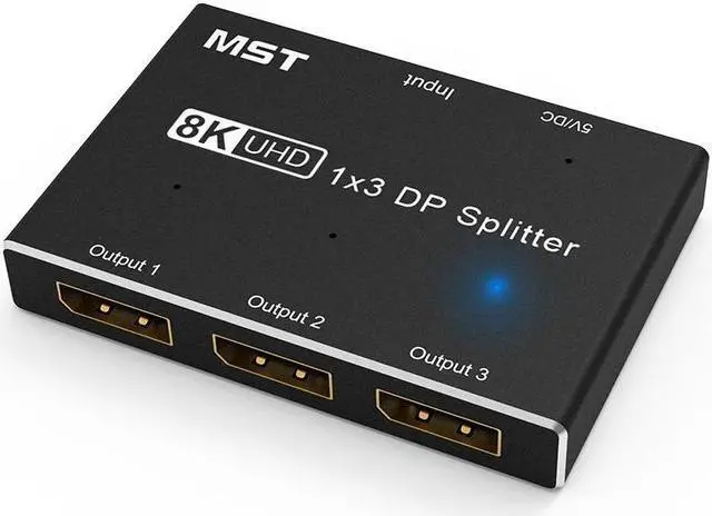 Alt view image 2 of 7 - 1x3 DisplayPort Ultra HD Splitter Converter, 3 Port DisplayPort 8K DP 1.4 Switch Direction 1in 3out 8K@30Hz 4K@120Hz Splitter Converter for Multiple Source and displays