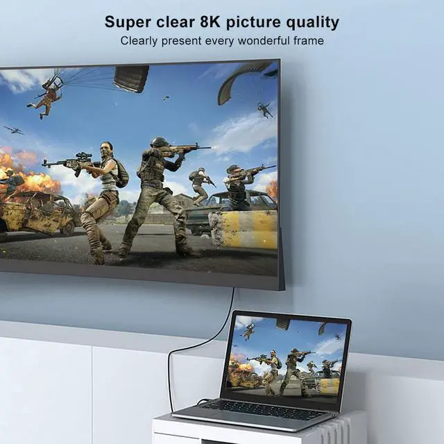 Alt view image 4 of 7 - USB C to HDMI 2.1 Cable 8K@30Hz 4K@240Hz 3.3FT Thunderbolt 4/3 to HDMI 48Gbps HDR HDCP2.3 Type C to HDMI Cord Compatible for MacBook Pro Air iPad, iPhone 15 Pro Max, Galaxy S23, Pixel 7
