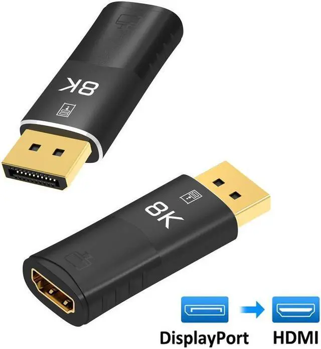Main image of 8K DisplayPort to HDMI-compatible Adapter Coupler 8K@30Hz 4K@120Hz DP1.4 to HDMI2.1 Male to Female Cable Extension Extender Black