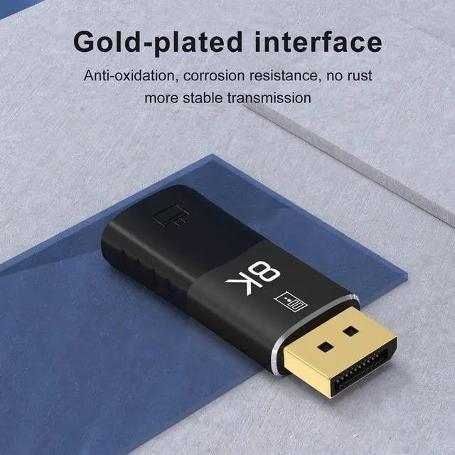 Alt view image 3 of 7 - 8K DisplayPort to HDMI-compatible Adapter Coupler 8K@30Hz 4K@120Hz DP1.4 to HDMI2.1 Male to Female Cable Extension Extender Black