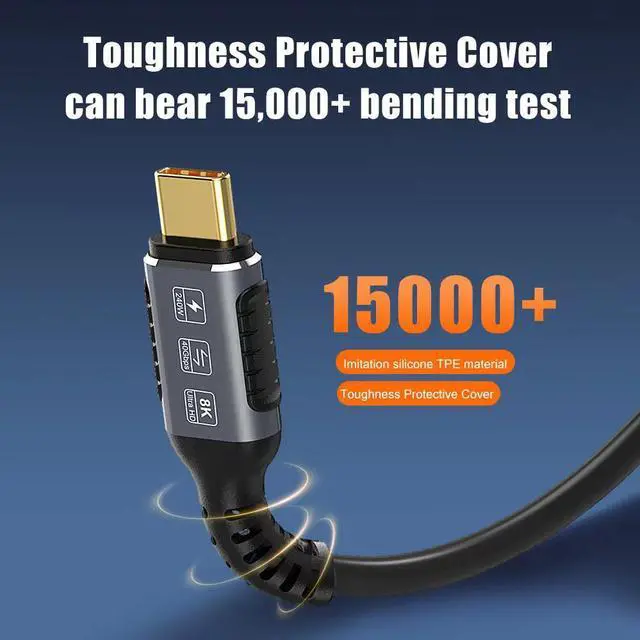 Alt view image 2 of 7 - Gen3 40Gbps USB 4.0 Type C to C 240W Fast Charging Cable 6FT, 240W Type C To USB C Fast Charging Cables 48V 5A USB4 PD3.1 QC5.0 Full Function Thunderbolt 3/4 40Gbps 8K 60Hz Video Data Cable