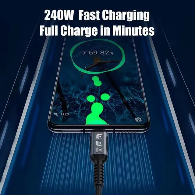 Alt view image 4 of 7 - Gen3 40Gbps USB 4.0 Type C to C 240W Fast Charging Cable 6FT, 240W Type C To USB C Fast Charging Cables 48V 5A USB4 PD3.1 QC5.0 Full Function Thunderbolt 3/4 40Gbps 8K 60Hz Video Data Cable