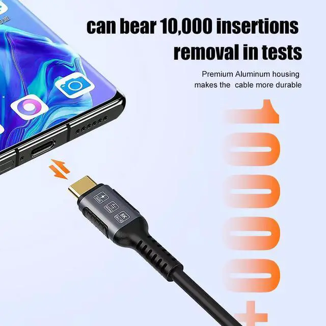 Alt view image 3 of 7 - Gen3 40Gbps USB 4.0 Type C to C 240W Fast Charging Cable 6FT, 240W Type C To USB C Fast Charging Cables 48V 5A USB4 PD3.1 QC5.0 Full Function Thunderbolt 3/4 40Gbps 8K 60Hz Video Data Cable