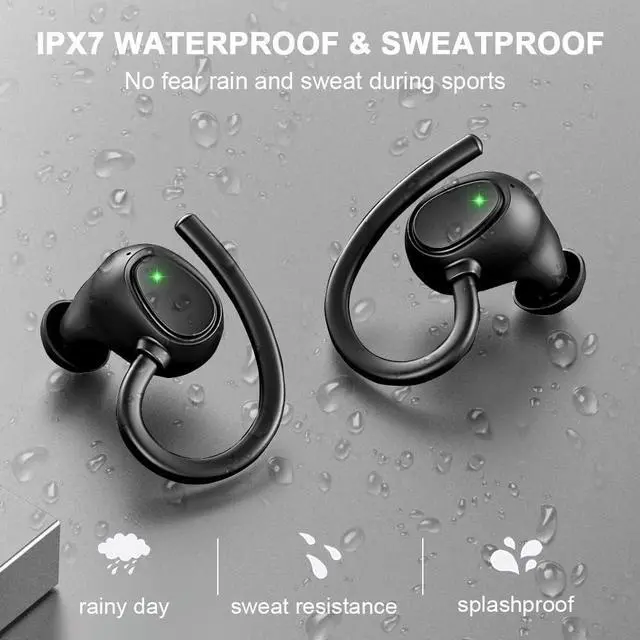 Alt view image 7 of 7 - True Wireless Earbuds, Bluetooth 5.3 Earbuds Running Wireless Headphones In Ear with ENC Mics, Wireless Earphones Noise Cancelling Ear buds with Sport Earhook IP7 Waterproof, 48H Stereo Bass/USB-C/LED