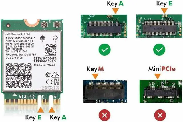 Alt view image 2 of 7 - M.2 Desktop Kit Intel AX210 Dual Band wifi Card Wi-Fi 6E AX210NGW M.2 Wifi Bluetooth 5.2 card Wireless Network 802.11ax Adapter for Windows 10